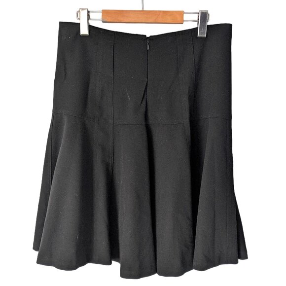 INC Knee Length Flare Circle Skirt Stretch Evening Fancy Zip Back Black Office - Picture 4 of 7